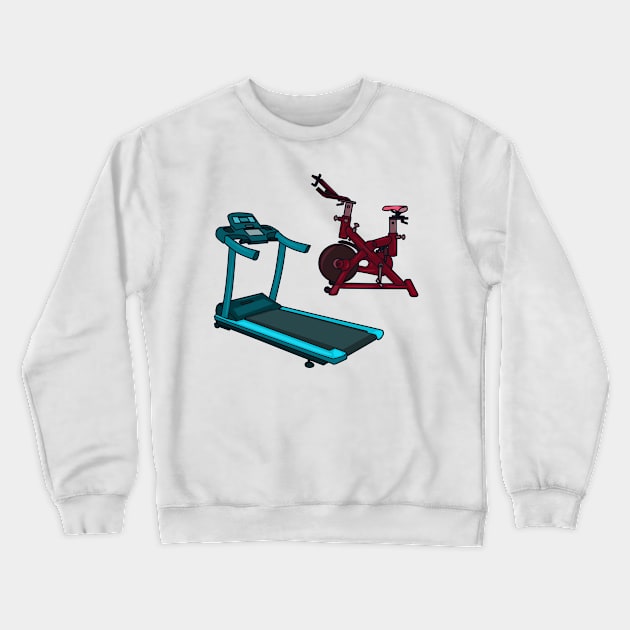 Treadmill & spinning bike cartoon illustration Crewneck Sweatshirt by Miss Cartoon